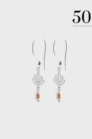 Lotus with drop pearl earrings silver