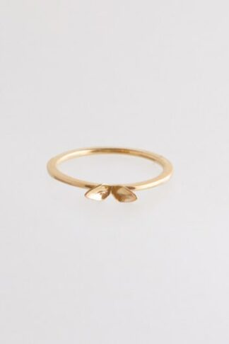 Gold sustainable ethical conscious bridal sprout leaf ring