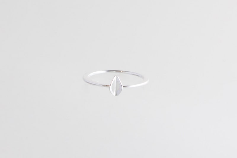 Silver sustainable ethical conscious bridal mini leaf ring Silver sustainable ethical conscious bridal mini leaf ring