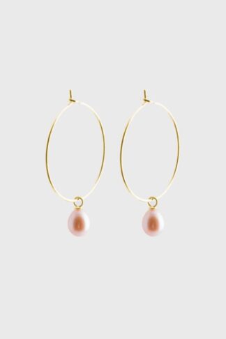Bridal Pearl creole earrings with gold plating