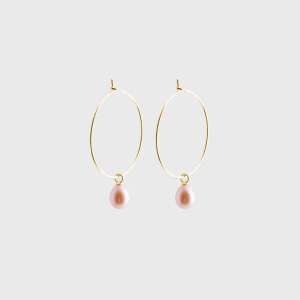 gold sustainable ethical conscious bridal pearl creole earrings