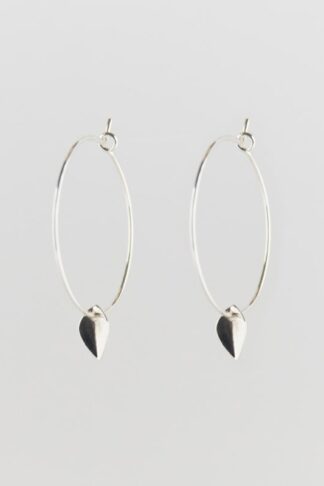silver sustainable ethical conscious mini leaf creole earrings