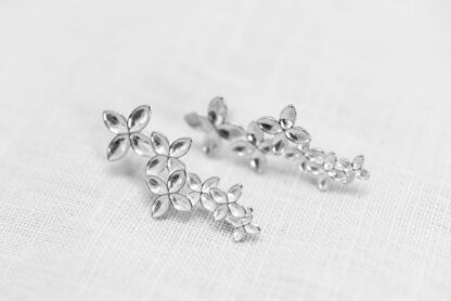 Floral mist earrings recycled sterling silver